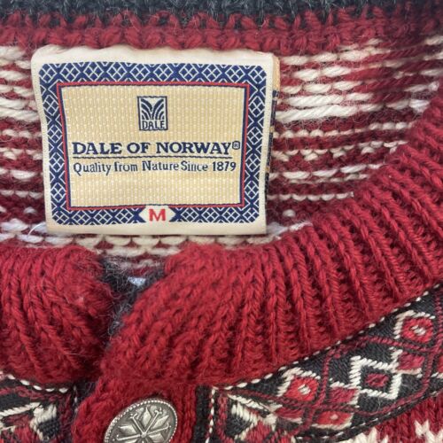 Dale Of Norway Wool Cardigan Sweater Size Medium Red Fair Isle