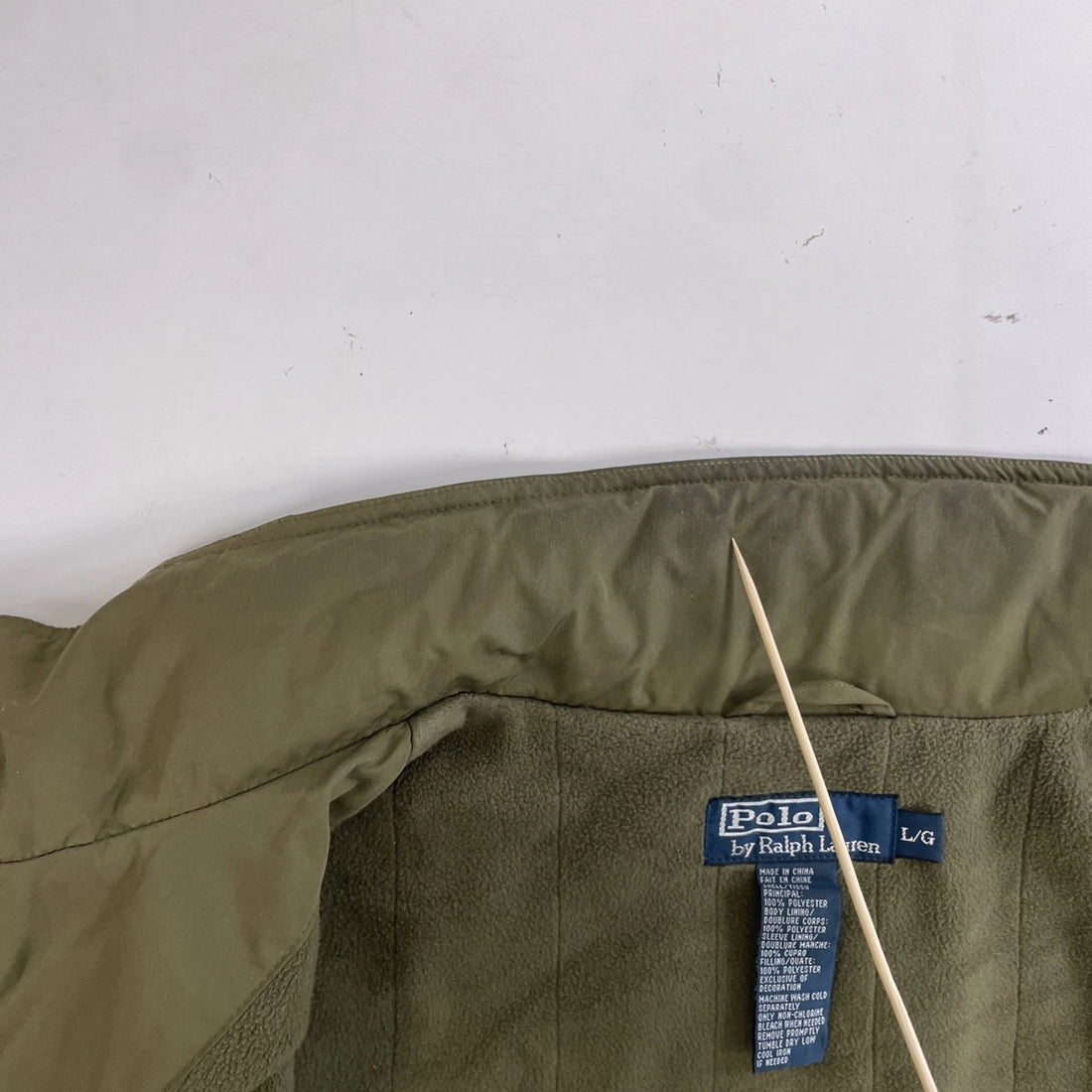 Vintage Polo Ralph Lauren Bomber Jacket Size Large Green Fleece Lined