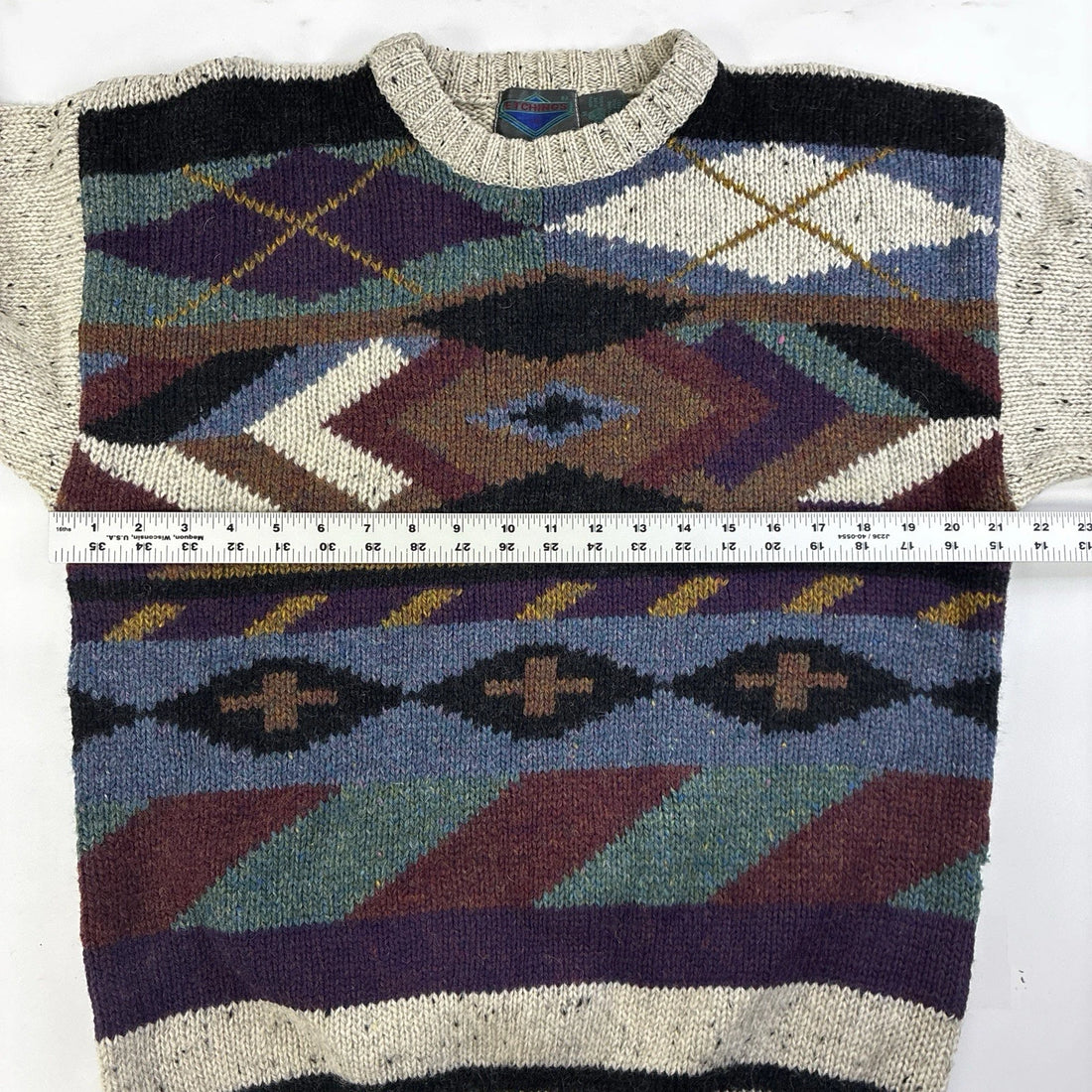 Vintage Etchings Western Aztec Wool Knit Crewneck Sweater Size Medium