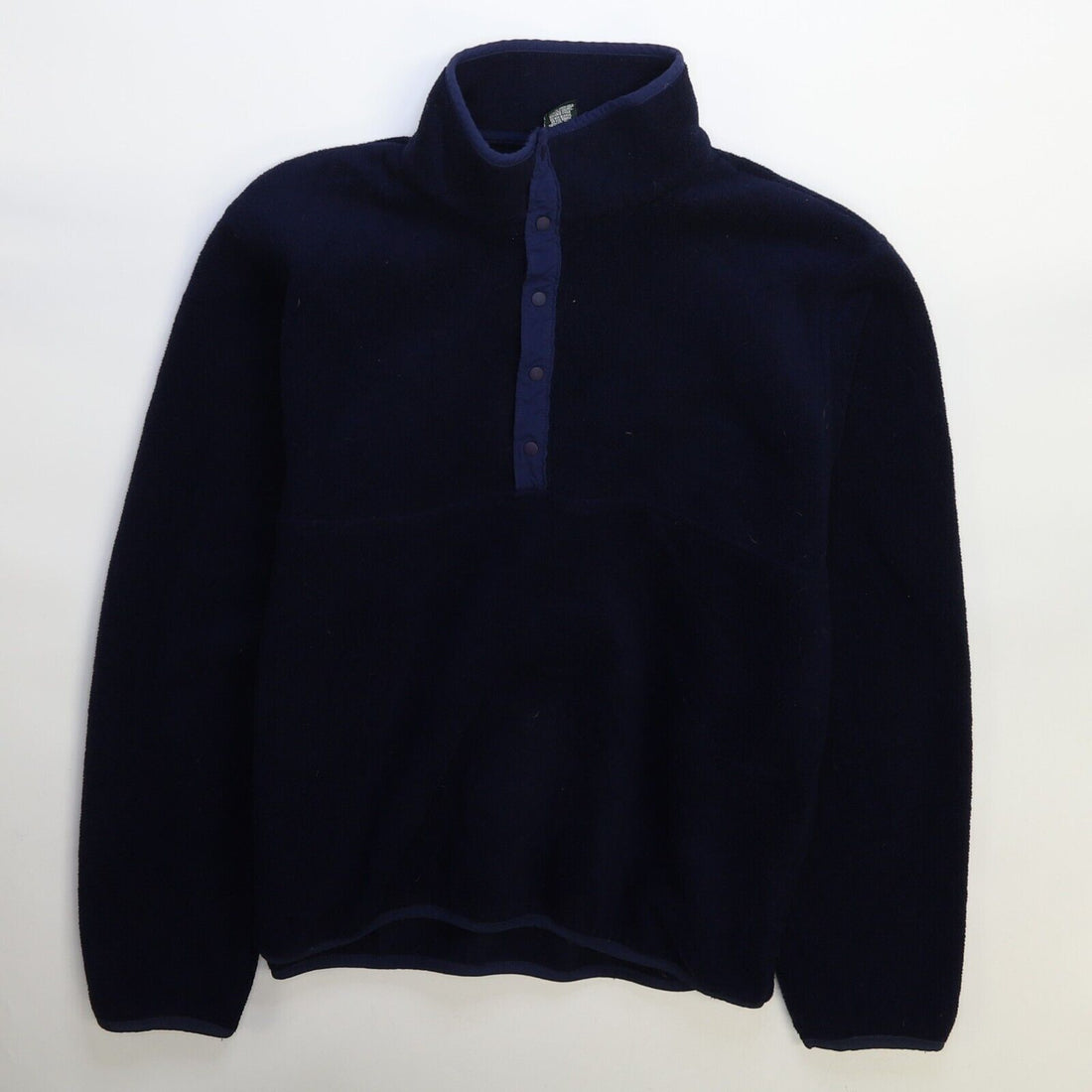 Vintage L.L. Bean Snap T Pullover Fleece Jacket Size Large Blue