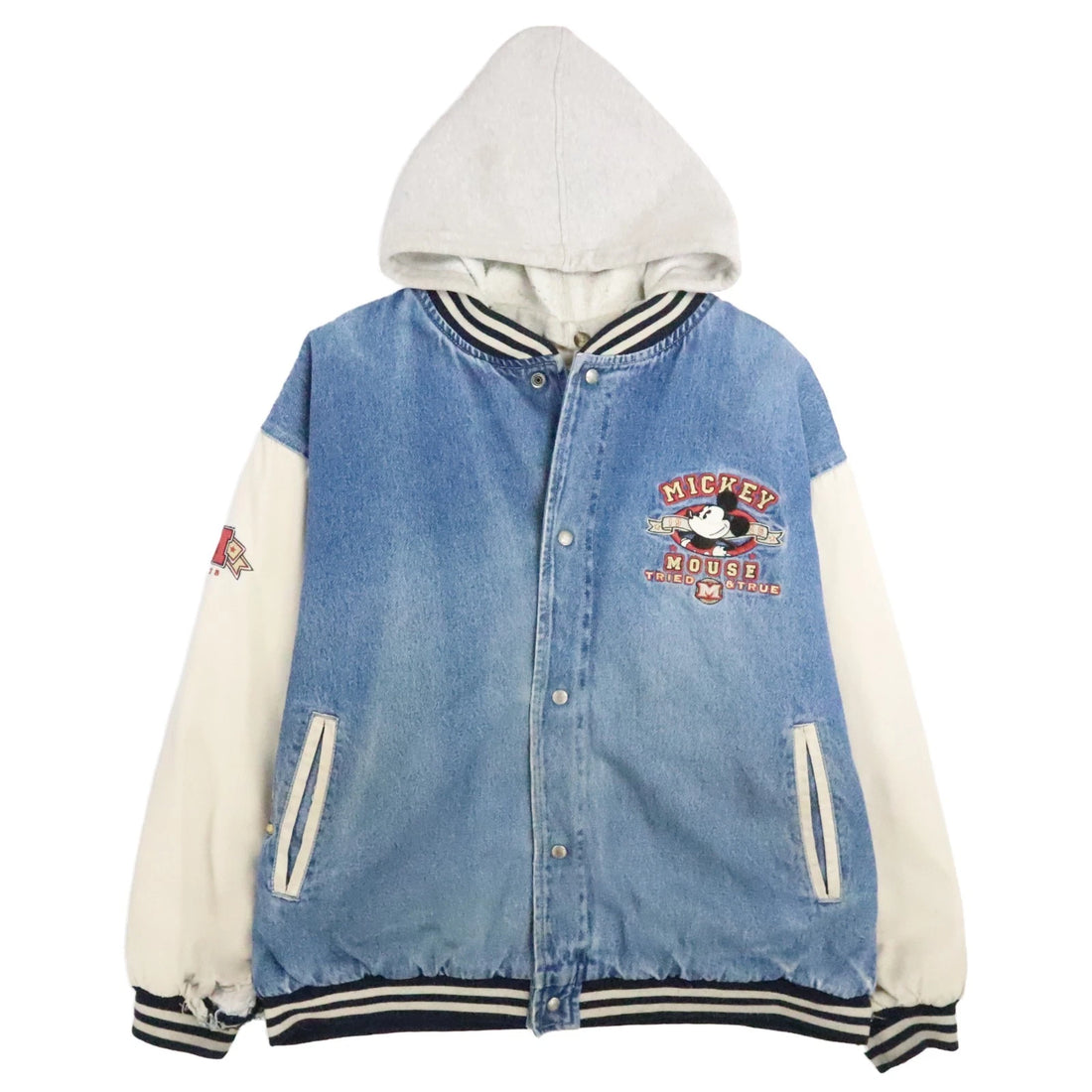 Vintage Mickey Mouse Disney Denim Bomber Jacket Size XL
