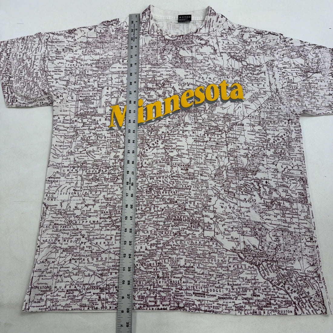 Vintage Minnesota Map T-Shirt Size XL All Over Print 90s