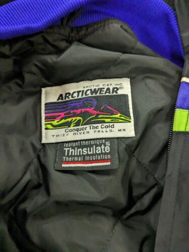 Vintage Artic Cat Snowmobile Racing Jacket Size Small Insulated Purple