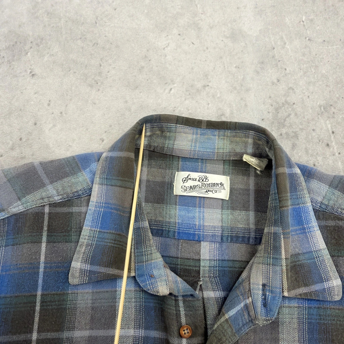 Vintage Sears Roebuck Button Up Plaid Flannel Shirt Size XL