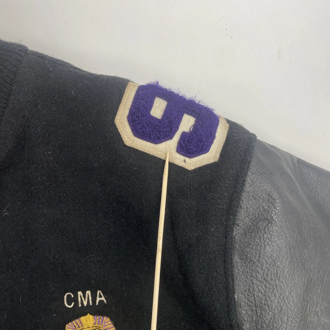 Vintage CMA Lost N Found Leather Wool Varsity Jacket Size XL