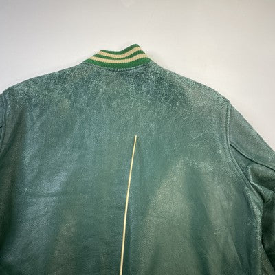 Vintage Leather Varsity Jacket Size 38 Green