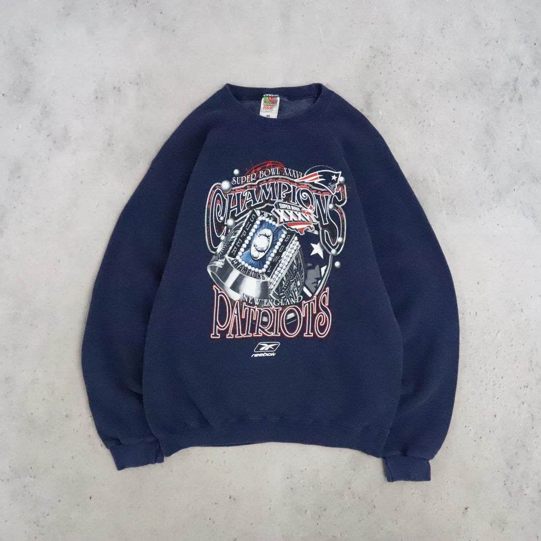 New England Patriots Championship Ring Sweatshirt Crewneck Medium Vintage NFL