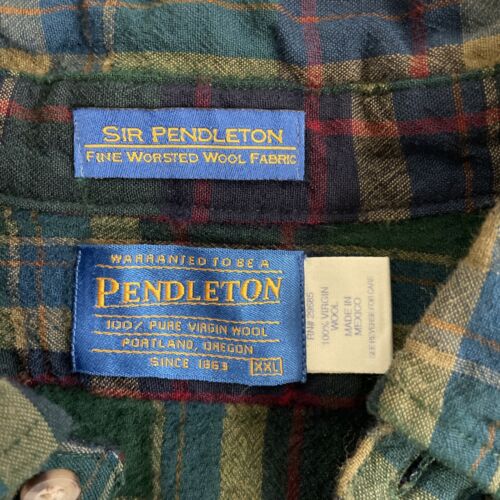 Vintage Sir Pendleton Wool Fireside Button Up Shirt Size 2XL Plaid