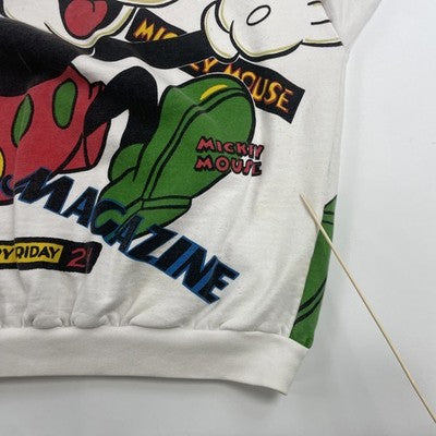Vintage Mickey Mouse Disney Crewneck Sweatshirt Size Large All Over Print 90s