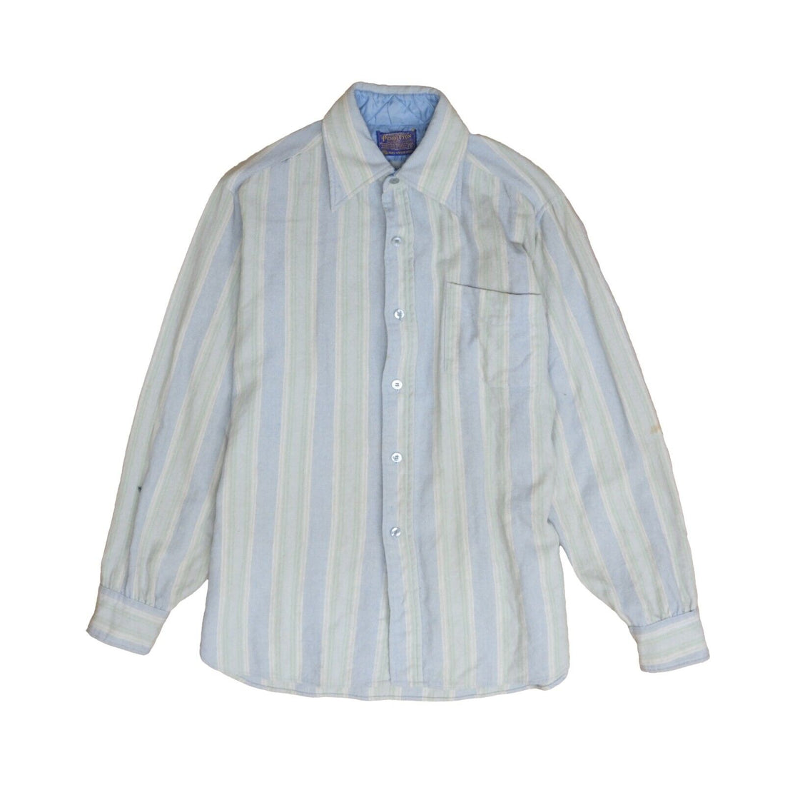 Vintage Pendleton Wool Lodge Button Up Shirt Size Medium Green Striped