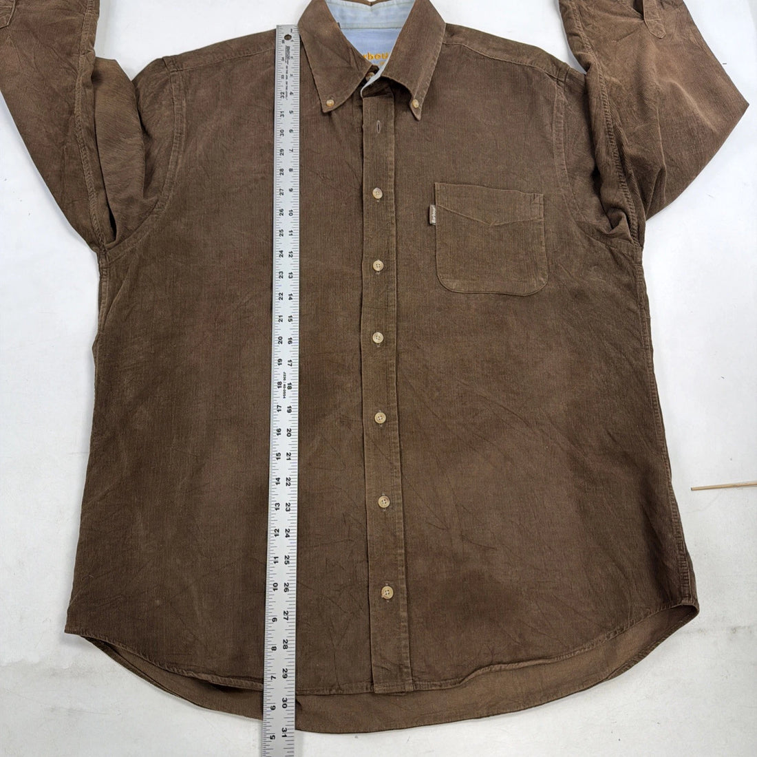 Barbour Button Up Plain Shirt Size Large Brown