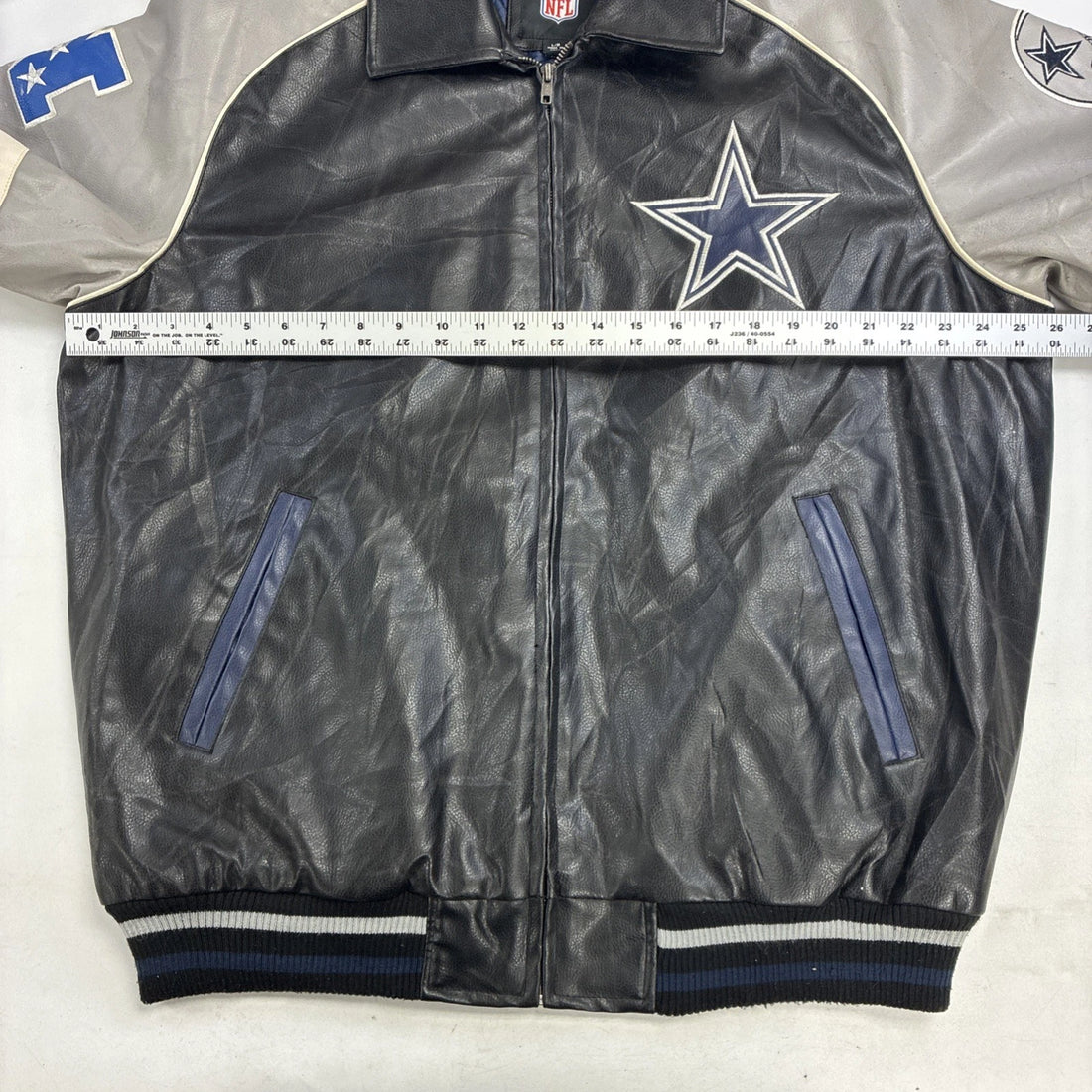 Dallas Cowboys Faux Leather Varsity Bomber Jacket Size Large NFL