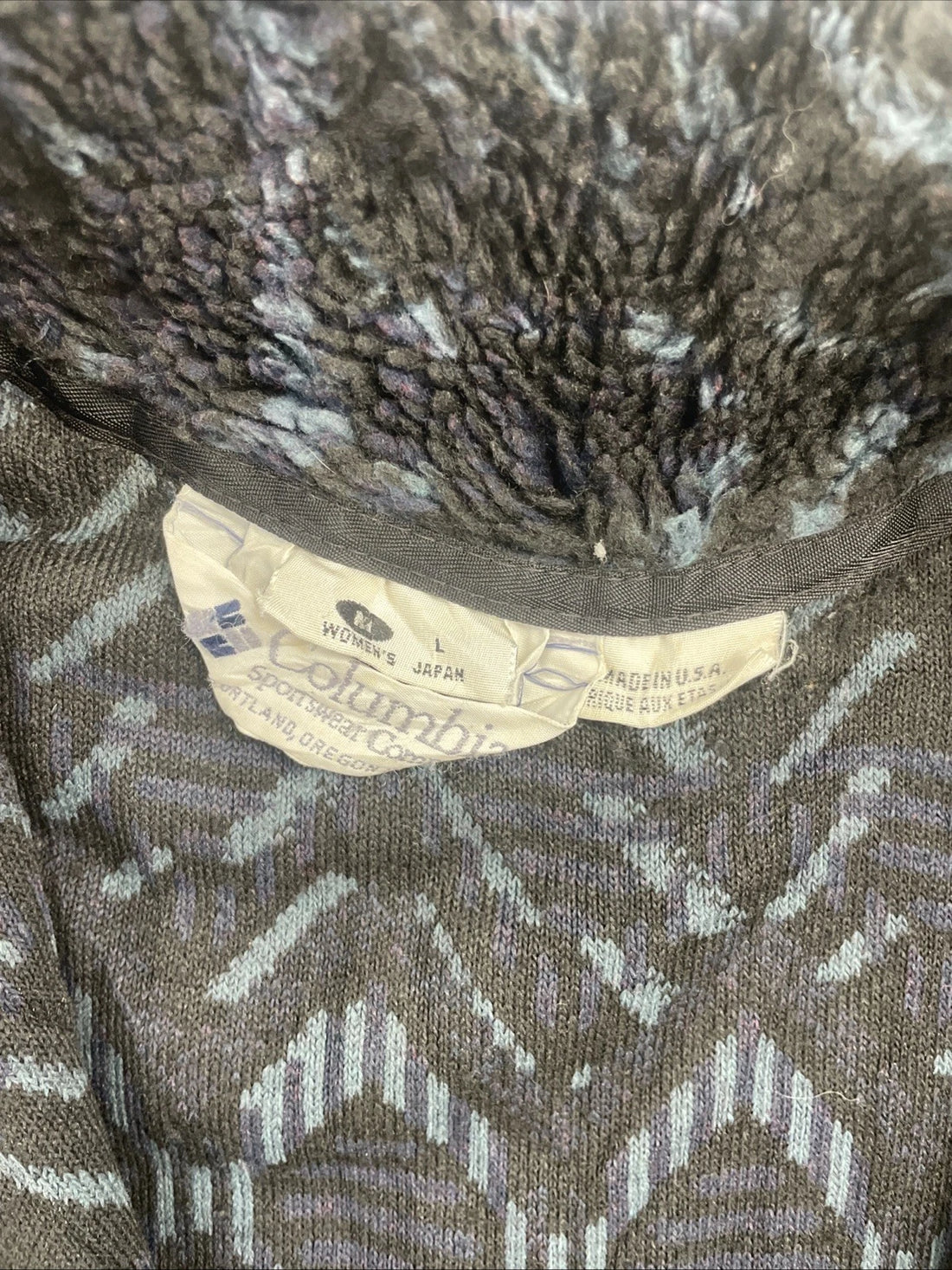 Vintage Columbia Fleece Jacket Size Medium Aztec Blue Black