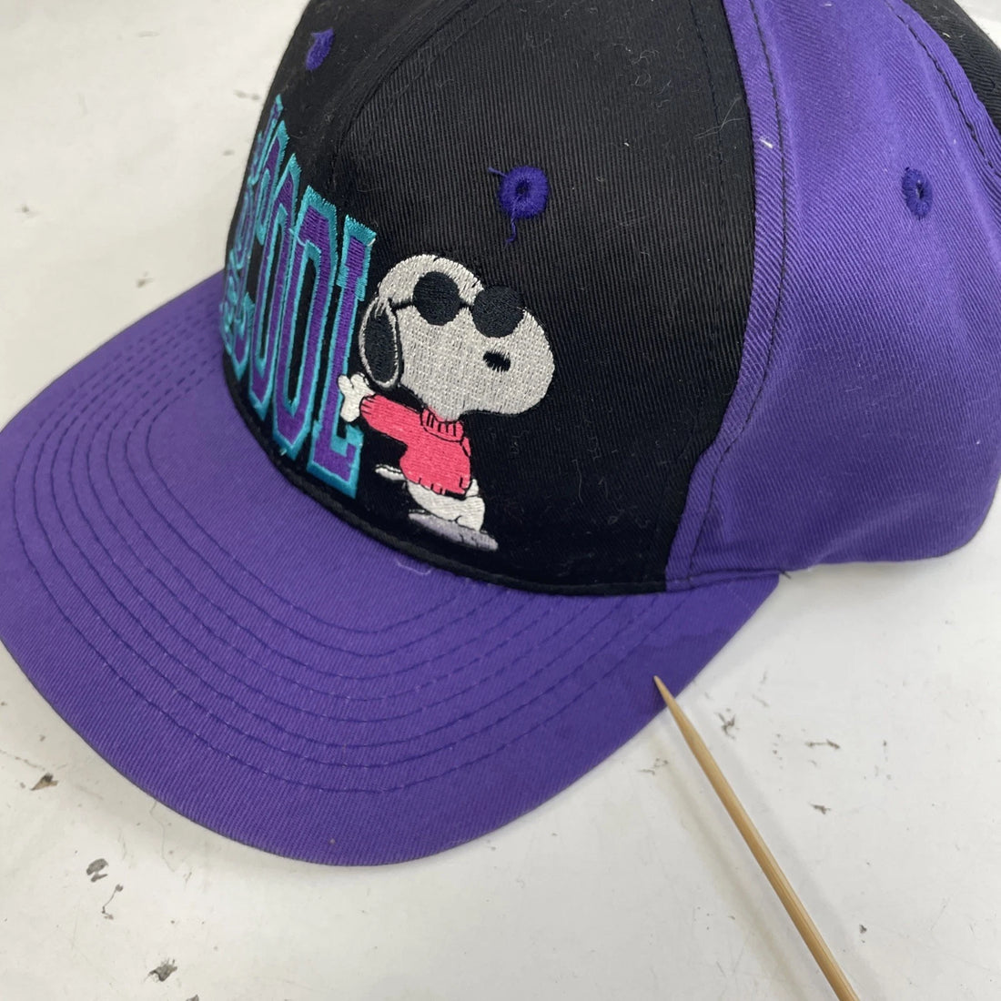 Vintage Joe Cool Peanuts Blockhead Snapback Hat Cap OSFA 90s