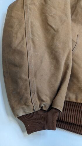 Carhartt Canvas Active Bomber Work Jacket Size XL Brown Raccoon