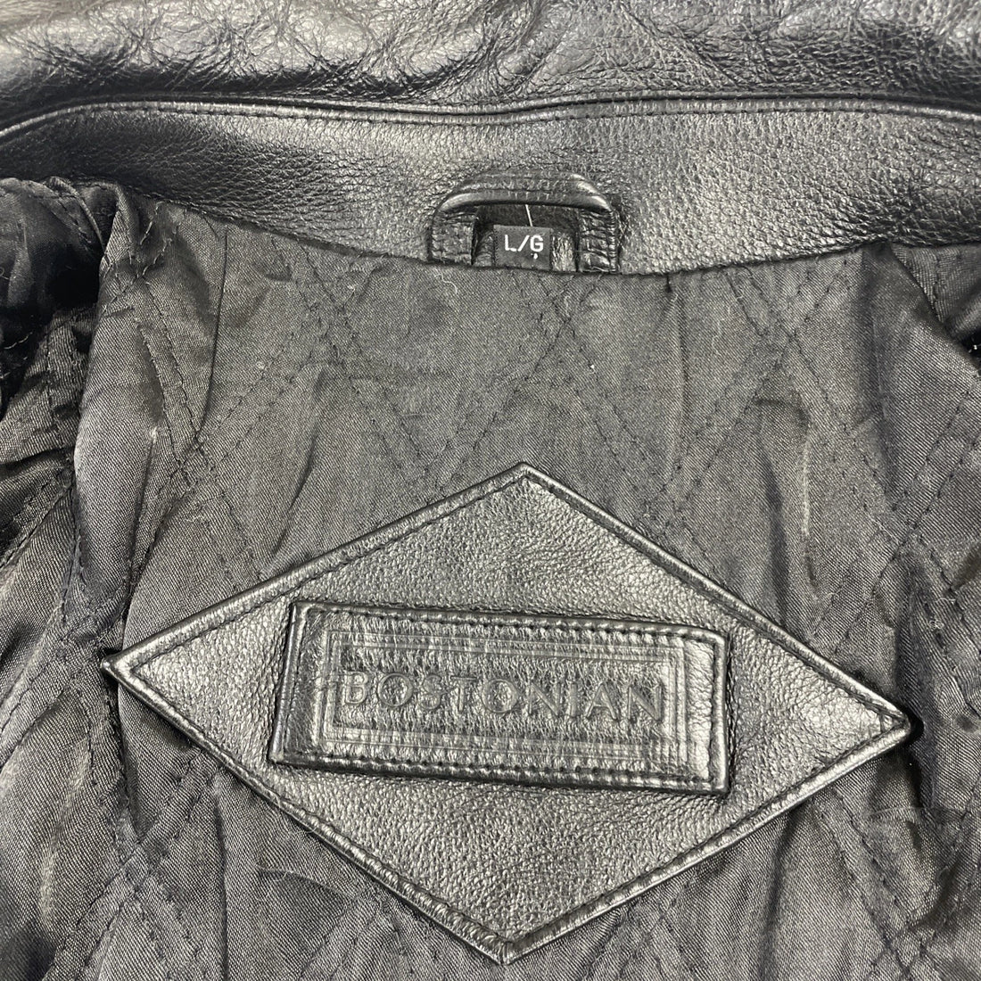Bostonian Leather Coat Jacket Size Large Black