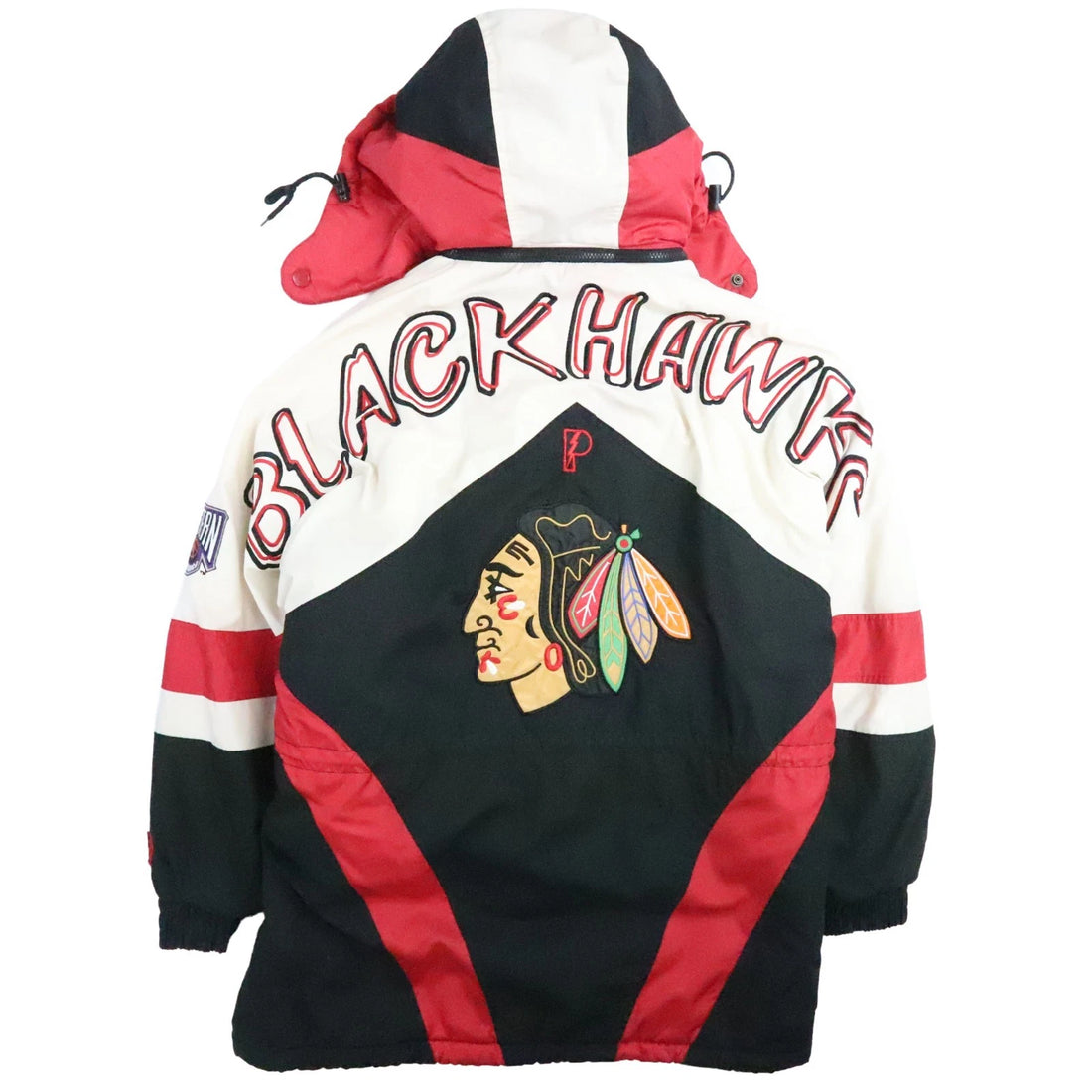 Vintage Chicago Blackhawks Pro Player Puffer Coat Jacket Size Large 90s NHL
