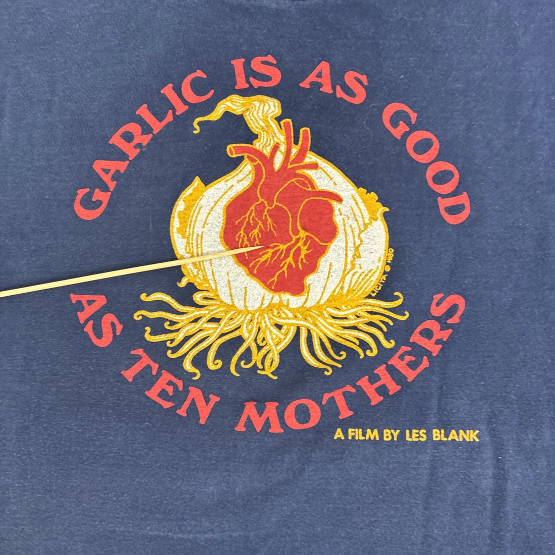 Vintage Garlic Is As Good As Ten Mothers Les Blank T-Shirt Size XL Movie Doc