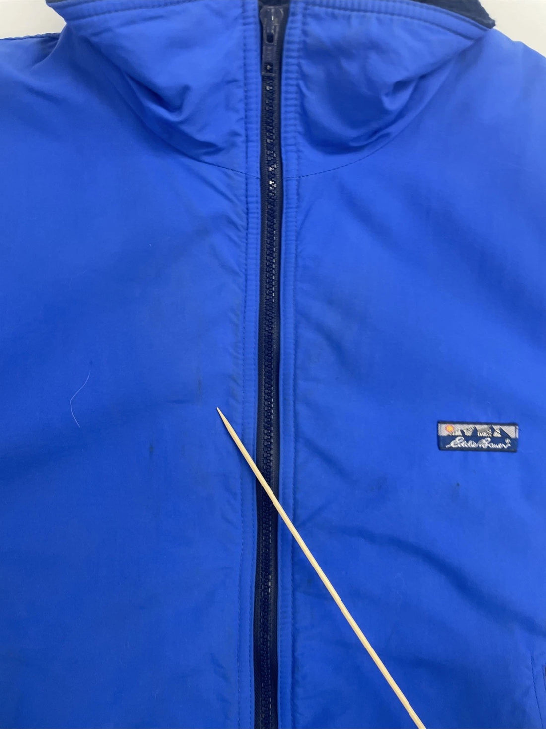 Vintage Eddie Bauer Bomber Jacket Size Large Blue Fleece Lined