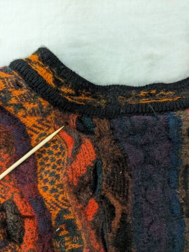Vintage Coogi 3D Knit V-Neck Sweater Size Large Multicolour Pullover