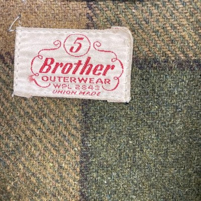 Vintage Brother Outerwear Wool Shirt Jacket Size Large Plaid Union Made