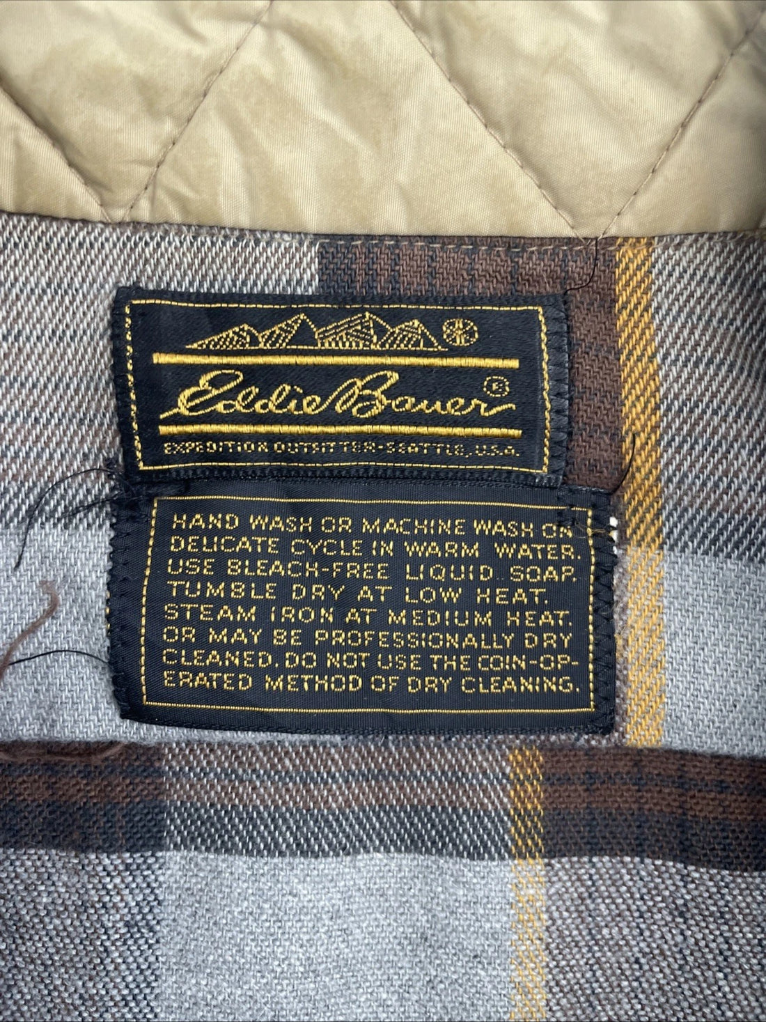 Vintage Eddie Bauer Button Up Shirt Size Large Brown Plaid