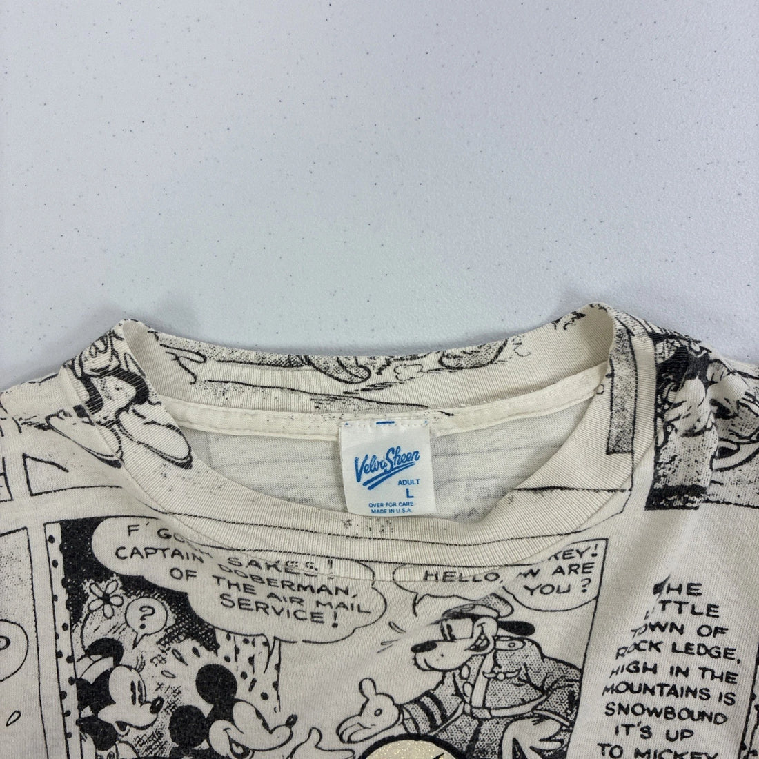 Vintage Mickey Mouse Comic Disney T-Shirt Size Large All Over Print 90s