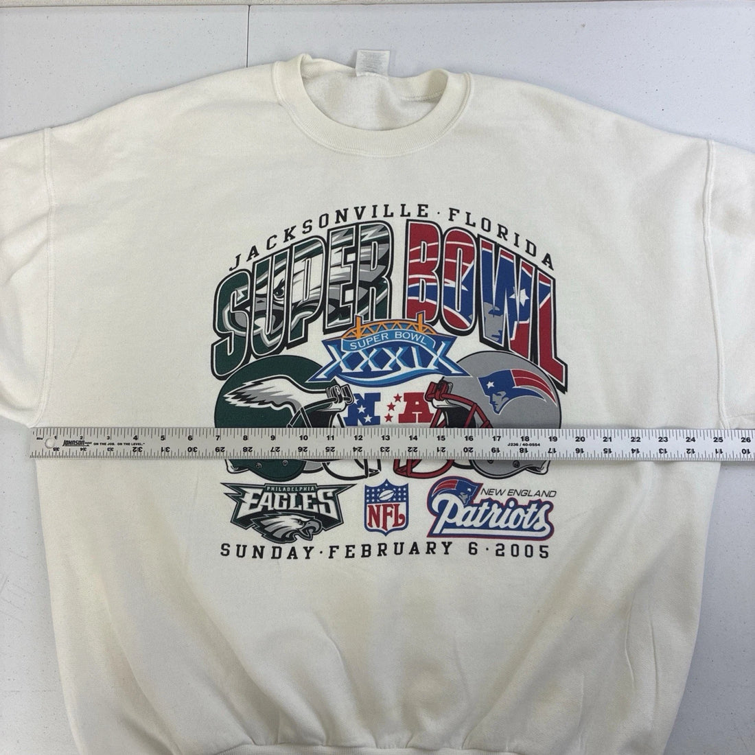Vintage Eagles Patriots Super Bowl XXXIX Sweatshirt Crewneck Size XL 2005 NFL
