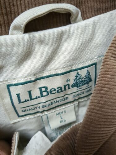 Vintage LL Bean Barn Work Coat Jacket Size Large White Corduroy