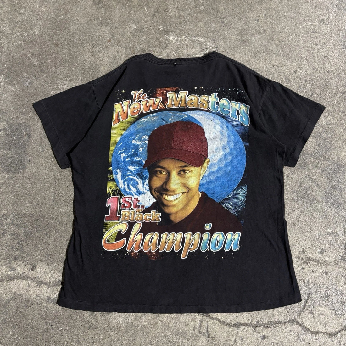 Vintage Tiger Woods The New Masters Golf Rap Tee T-Shirt Size XL 90s