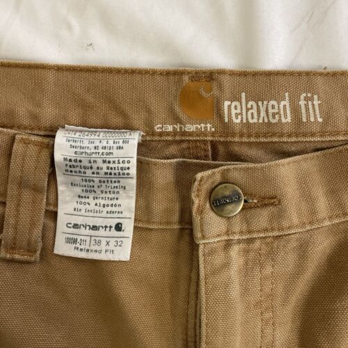 Carhartt Double Knee Canvas Carpenter Work Pants Size 38 x 32 Khaki