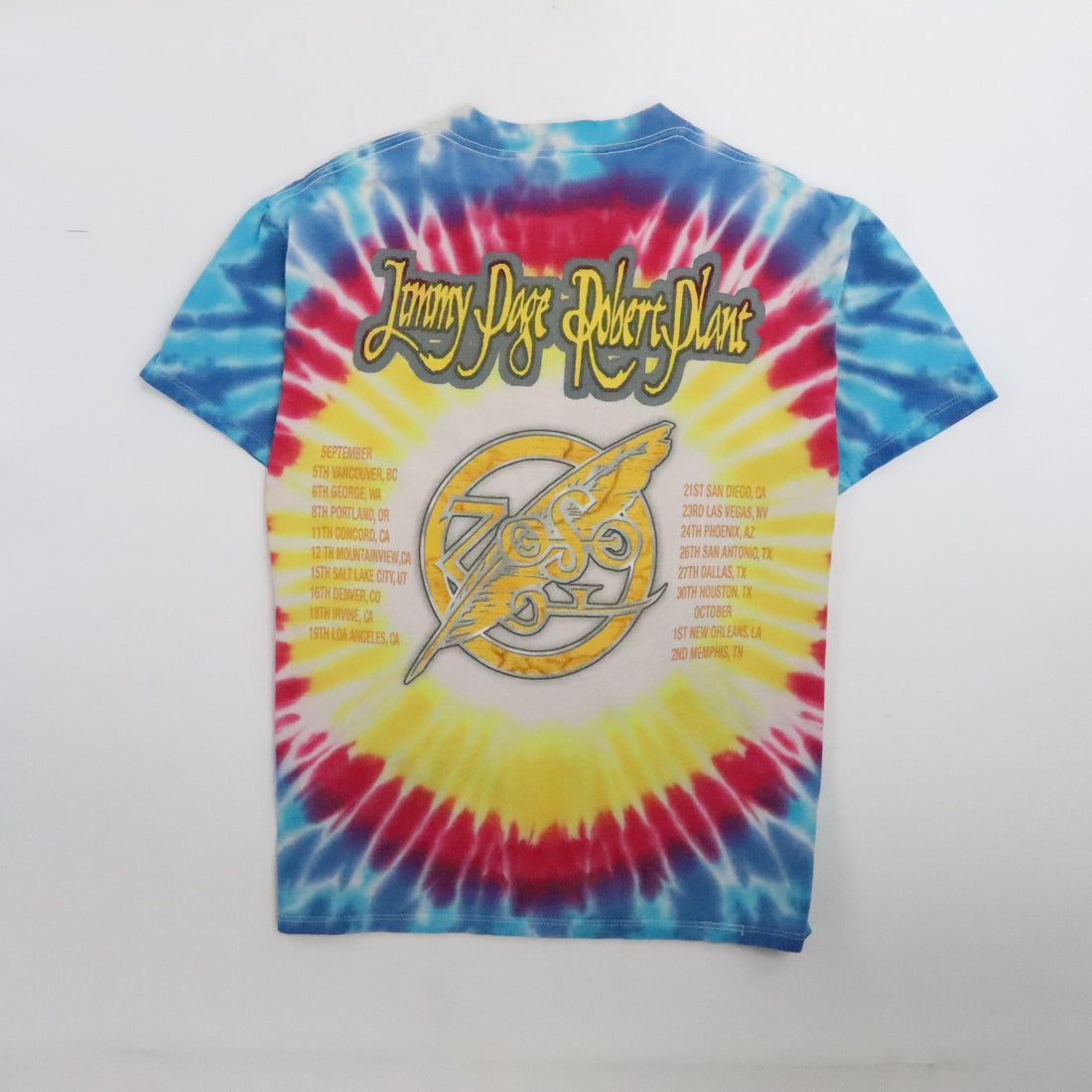 Vintage Jimmy Page Robert Plant Tie Dye Zoso US Tour T-Shirt Size Large 1998 90s