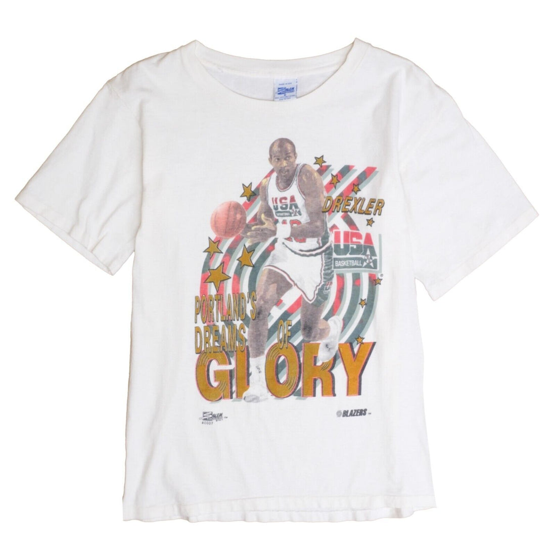 Vintage Clyde Drexler Team USA Basketball T-Shirt Size Medium Olympics NBA 90s