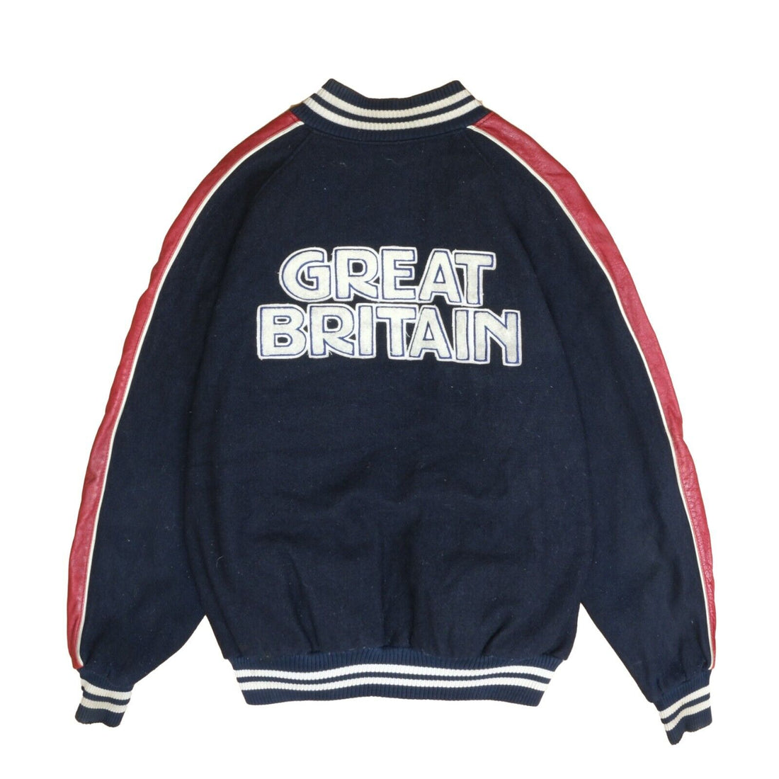 Vintage Great Britain Roots Leather Wool Varsity Jacket Size 2XL