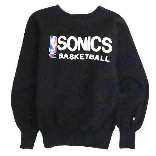 vintage sweat black USA製 Vintage Seattle Supersonics Champion Reverse Weave Crewneck