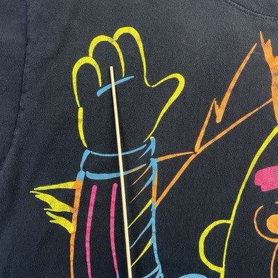 Vintage Sesame Street Bert And Ernie Neon T-Shirt Size XL Black 2008 Y2K