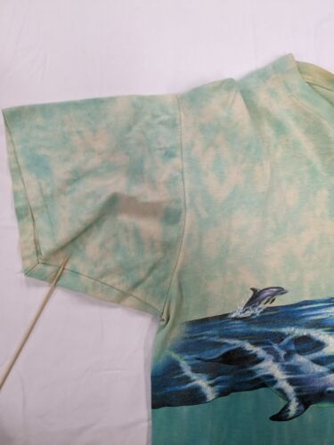 Vintage Habitat Dolphins Wrap Around Tie Dye T-Shirt Size XL Nature Wildlife 90s