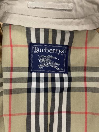 Vintage Burberrys Double Breasted Trench Coat Jacket Small Long Nova Check Plaid