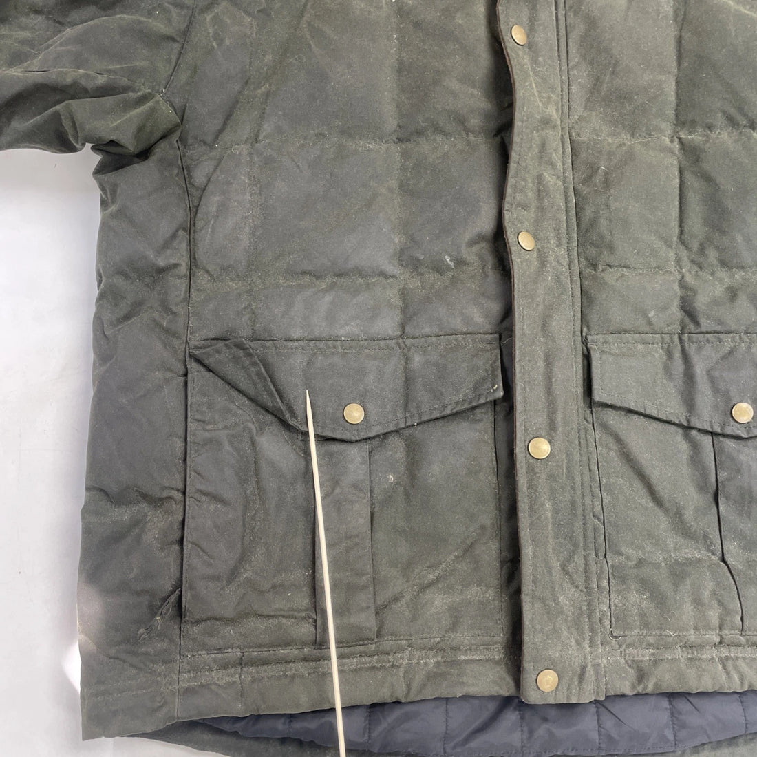 L.L. Bean Waxed Quilted Puffer Jacket Size Large Green Insulated