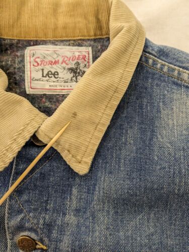 Vintage Lee Storm Rider Denim Jean Trucker Jacket Size XL Blue Blanket Lined 60s