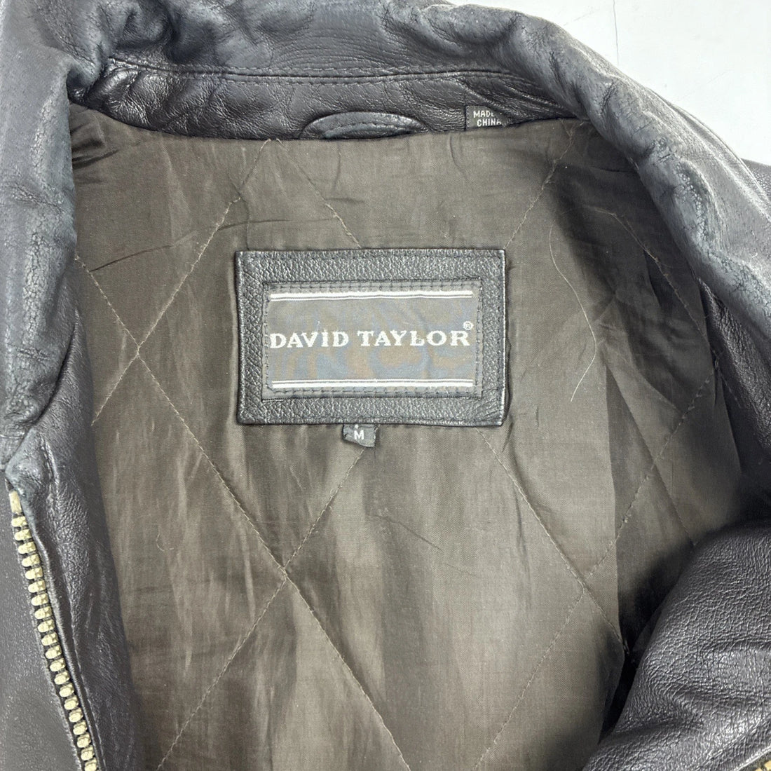 David Taylor Leather Bomber Jacket Size Medium