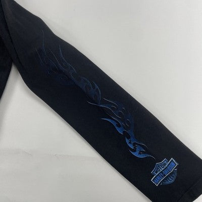 Vintage Harley Davidson Motorcycles Eagle Blue Flame Long Sleeve T-Shirt XL