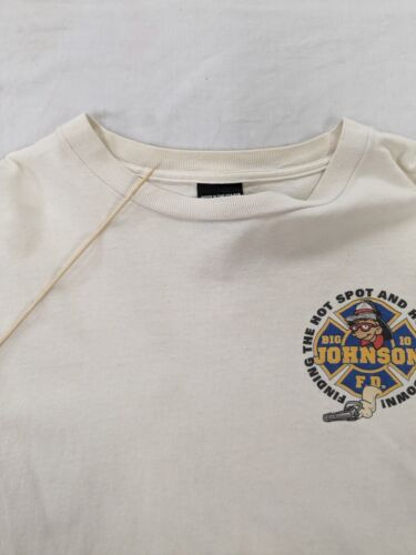 Vintage Big Johnson Fire Department T-Shirt Size XL White 1996 90s