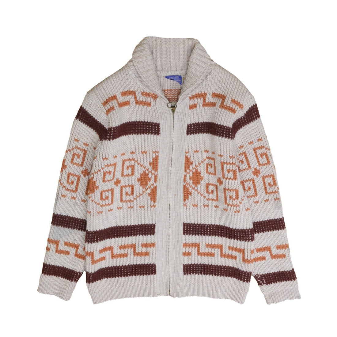 Vintage Pendleton Wool Knit Cowichan Sweater Size Large Western Aztec