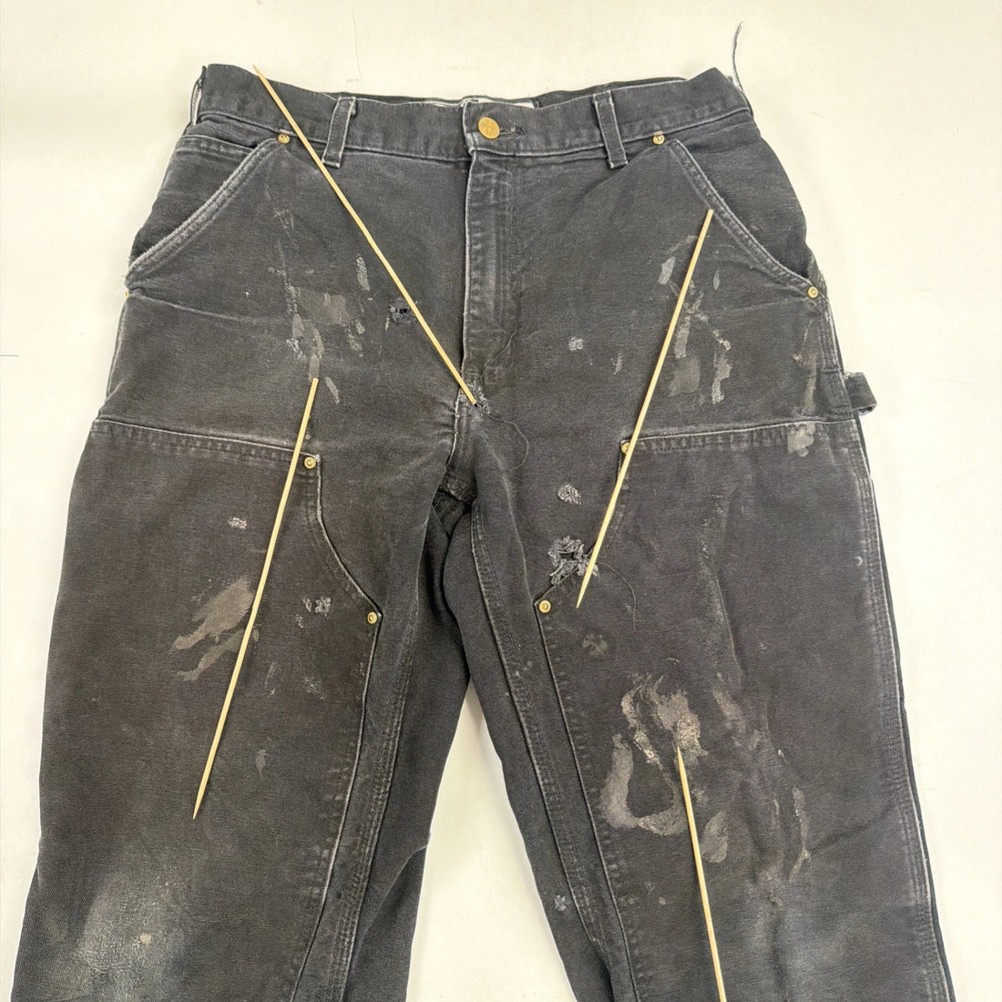 Carhartt Canvas Carpenter Double Knee Work Pants Size 33 X 30 Black