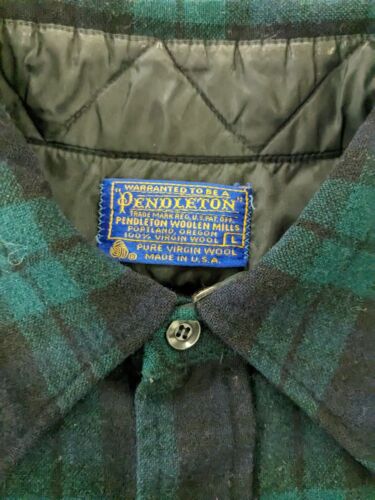 Vintage Pendleton Wool Lodge Button Up Shirt Size Large Blackwatch Tartan
