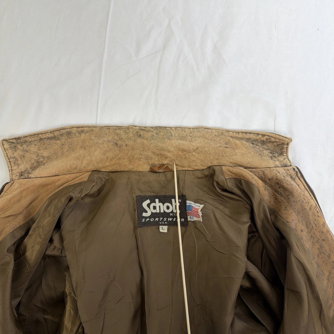 Vintage Schott NYC Leather Bomber Jacket Size Large Brown