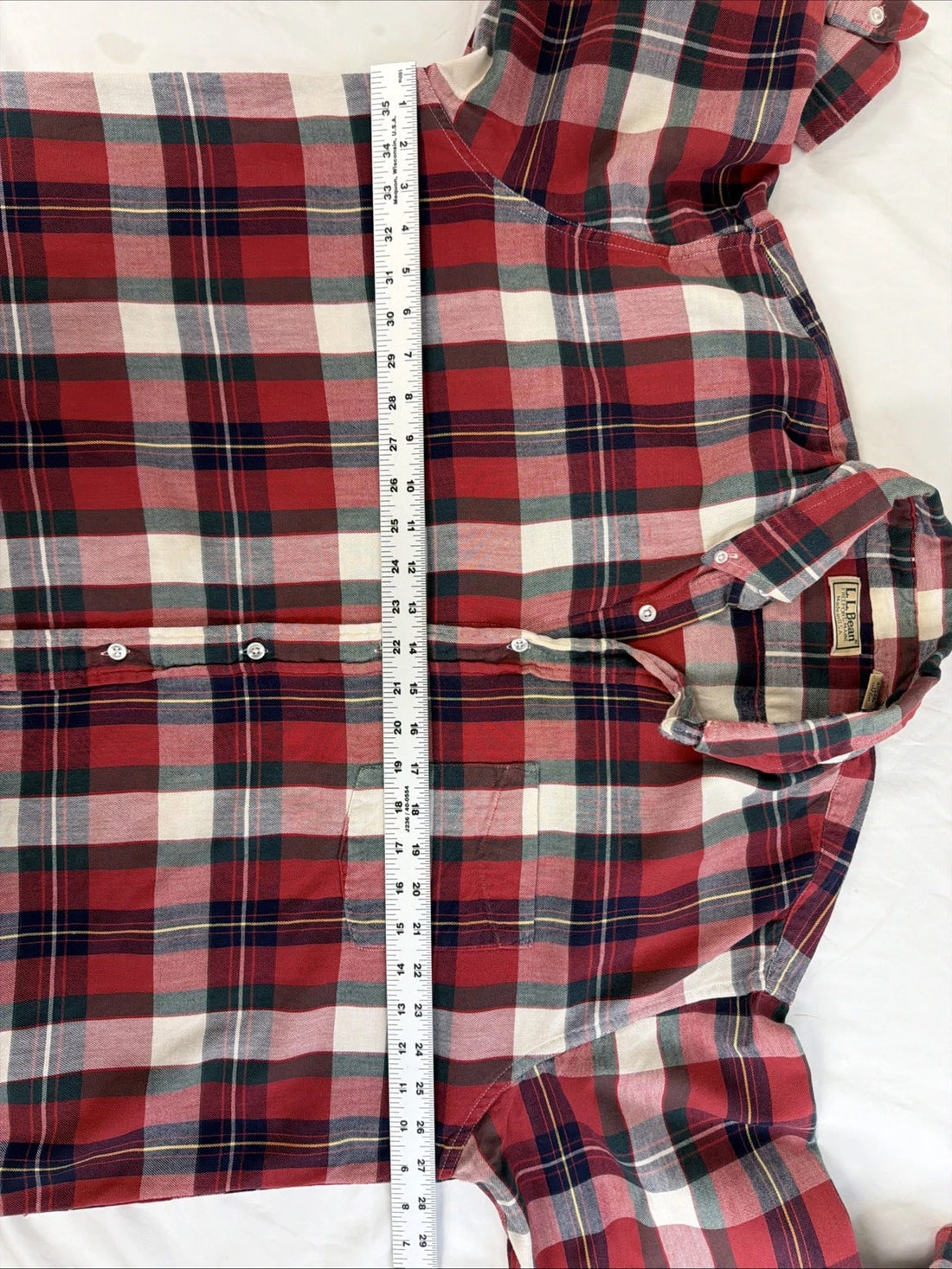 Vintage L.L. Bean Button Up Shirt Size XL Red Tartan Plaid