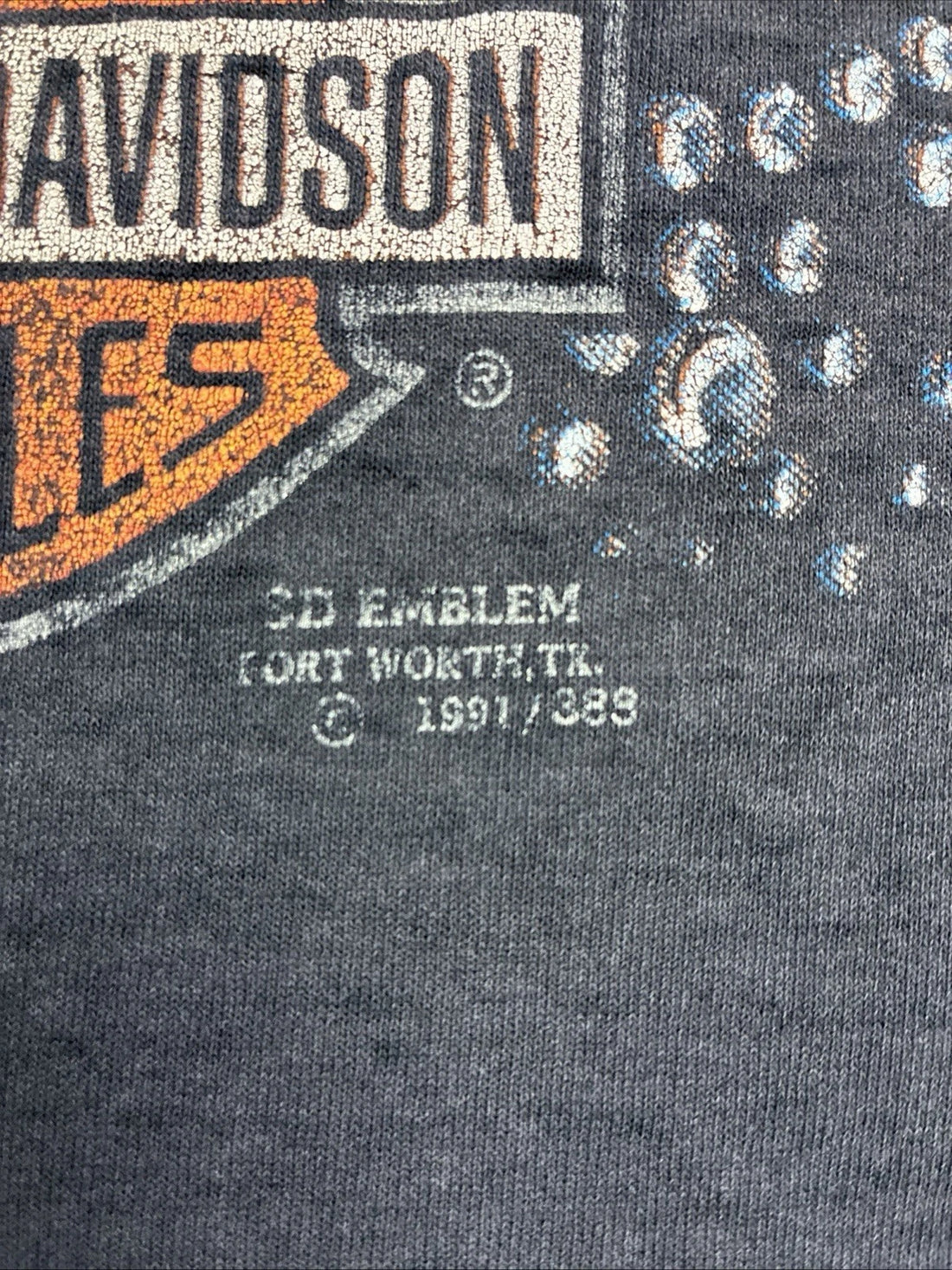 Vintage 3D Emblem Harley Davidson Survival Of The Fittest T-Shirt Medium 1991
