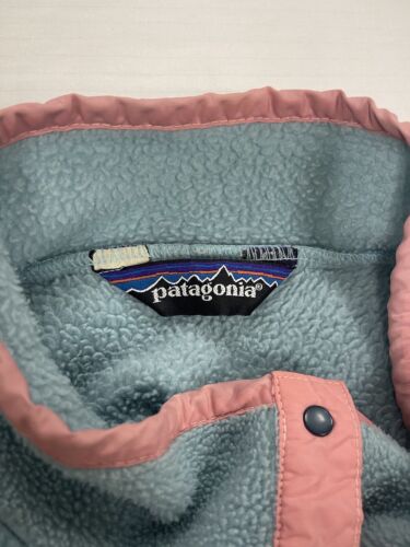 Vintage Patagonia Synchilla Snap T Fleece Jacket Womens Size 14 Sky Blue